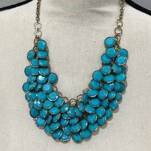 Aqua and Gold Statement Necklace